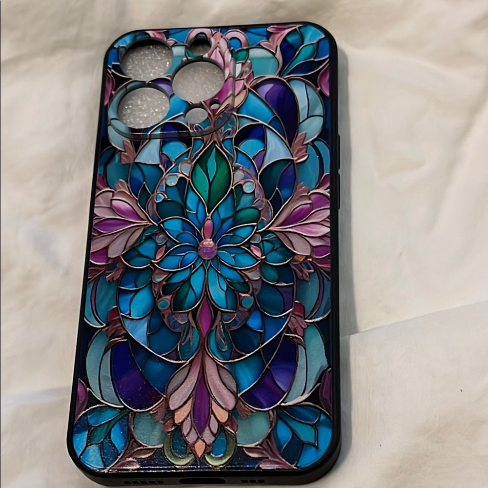 Blue and Purple Stained Glass Phone Case with Protective Bumper